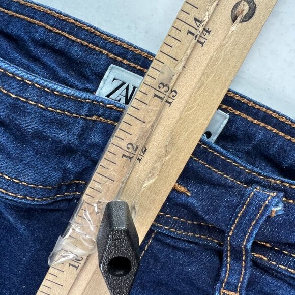 Zara Jean Women 31x27* Marine Straight High Rise Wide Leg Dark Blue Denim Tag 10 - Picture 15 of 16